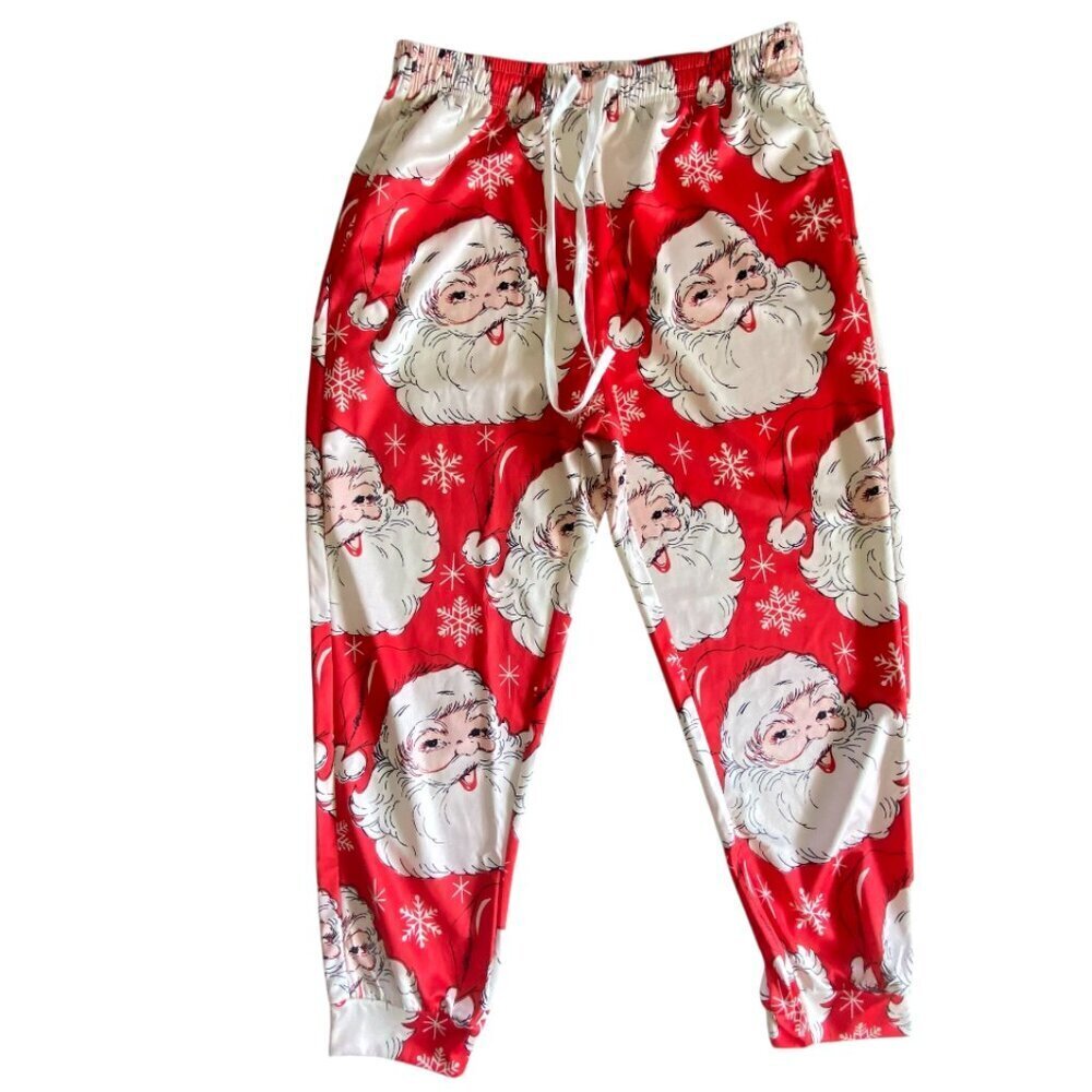 Christmas Santa Jogger Sweatpants Pockets Sz L NWOT​​​